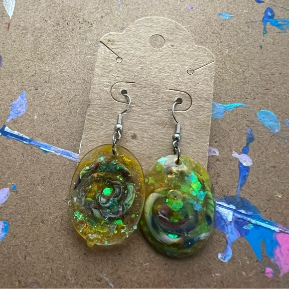Yellow Swirl Earrings - Picture 2 of 5